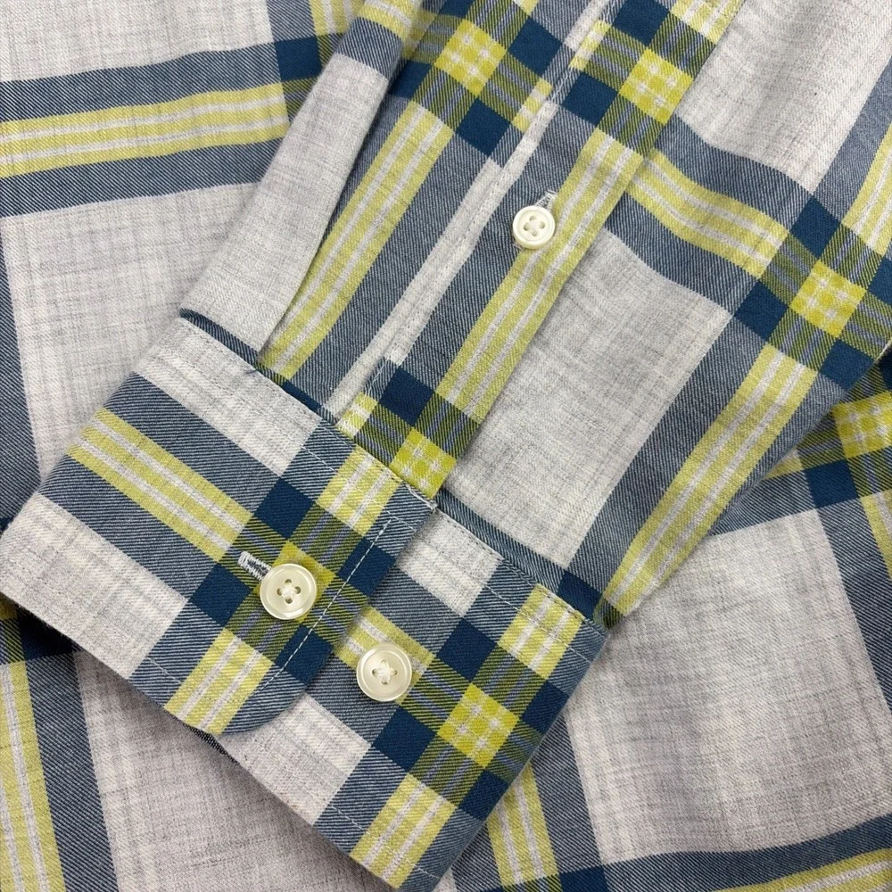 Banana Republic Men's M Soft Wash Long Sleeve Shirt Slim Fit Blue Yellow Plaid